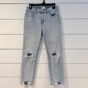 Pistola 27 Light Wash Distressed Raw Hem Straight Jeans Y2K Festival Designer